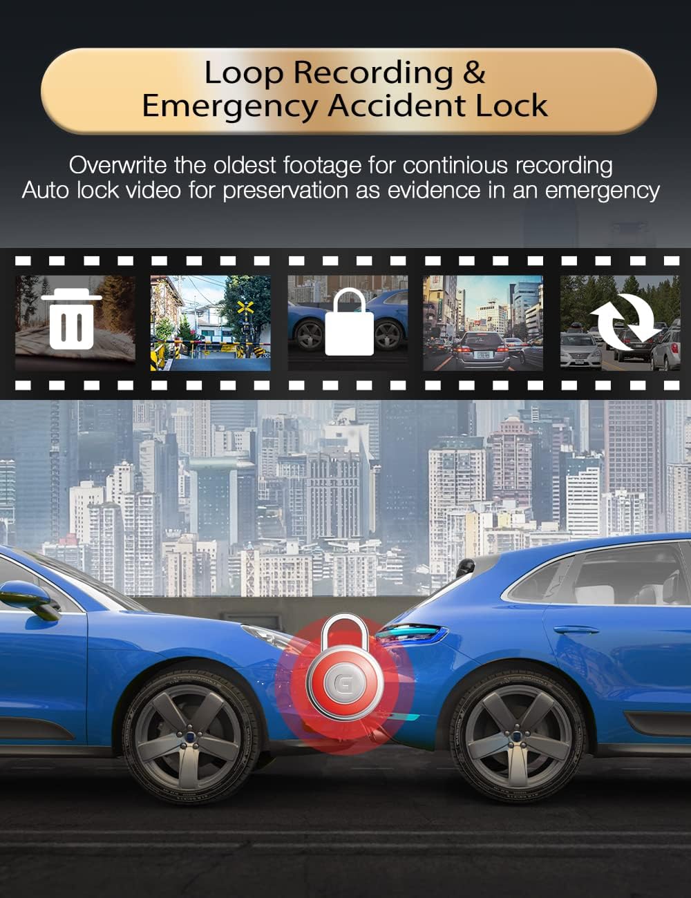 2.5K Mirror Dash Cam with Touch Screen K633