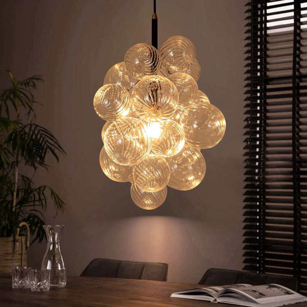 1-Light Dimmable Glass Globe Chandelier A852563