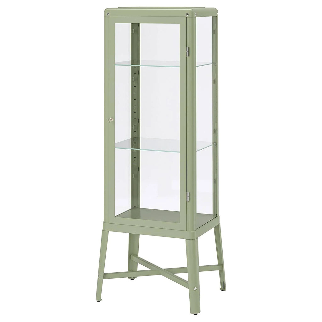 Pale Gray-Green Glass-Door Cabinet N557291