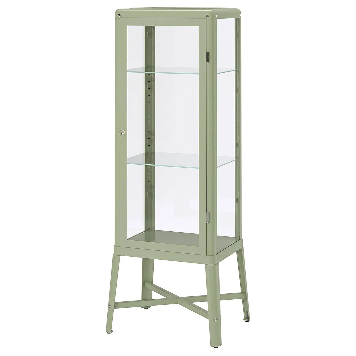 Pale Gray-Green Glass-Door Cabinet N557291