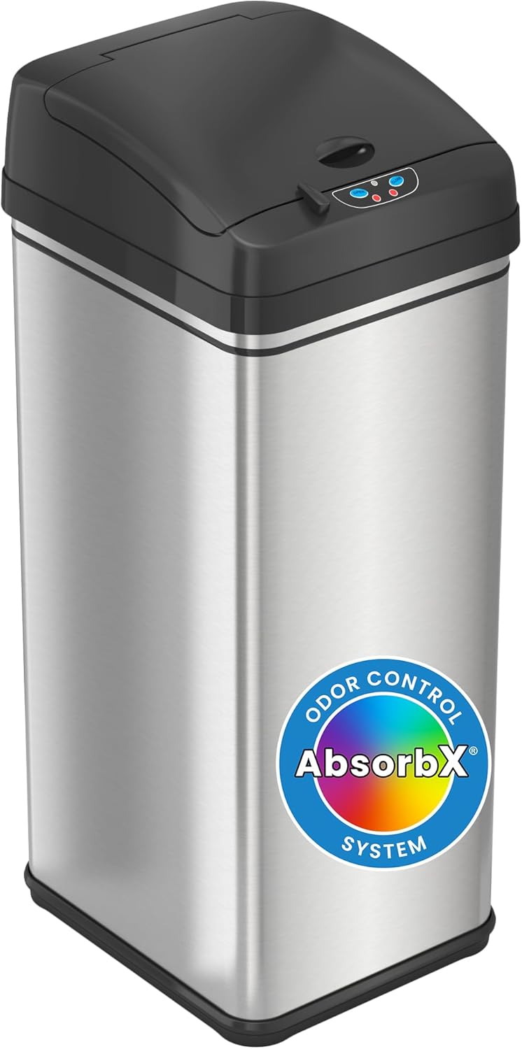 13 Gallon Stainless Steel Automatic Garbage Can H9674