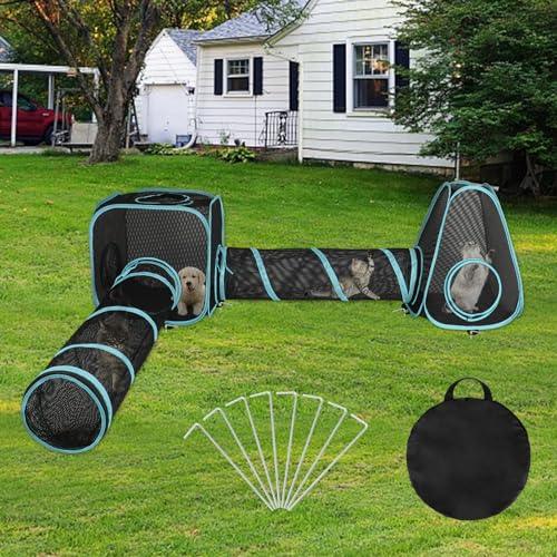 4 in 1 Outdoor Cat Tent with Tunnel, Total Length 9.45FT L407742