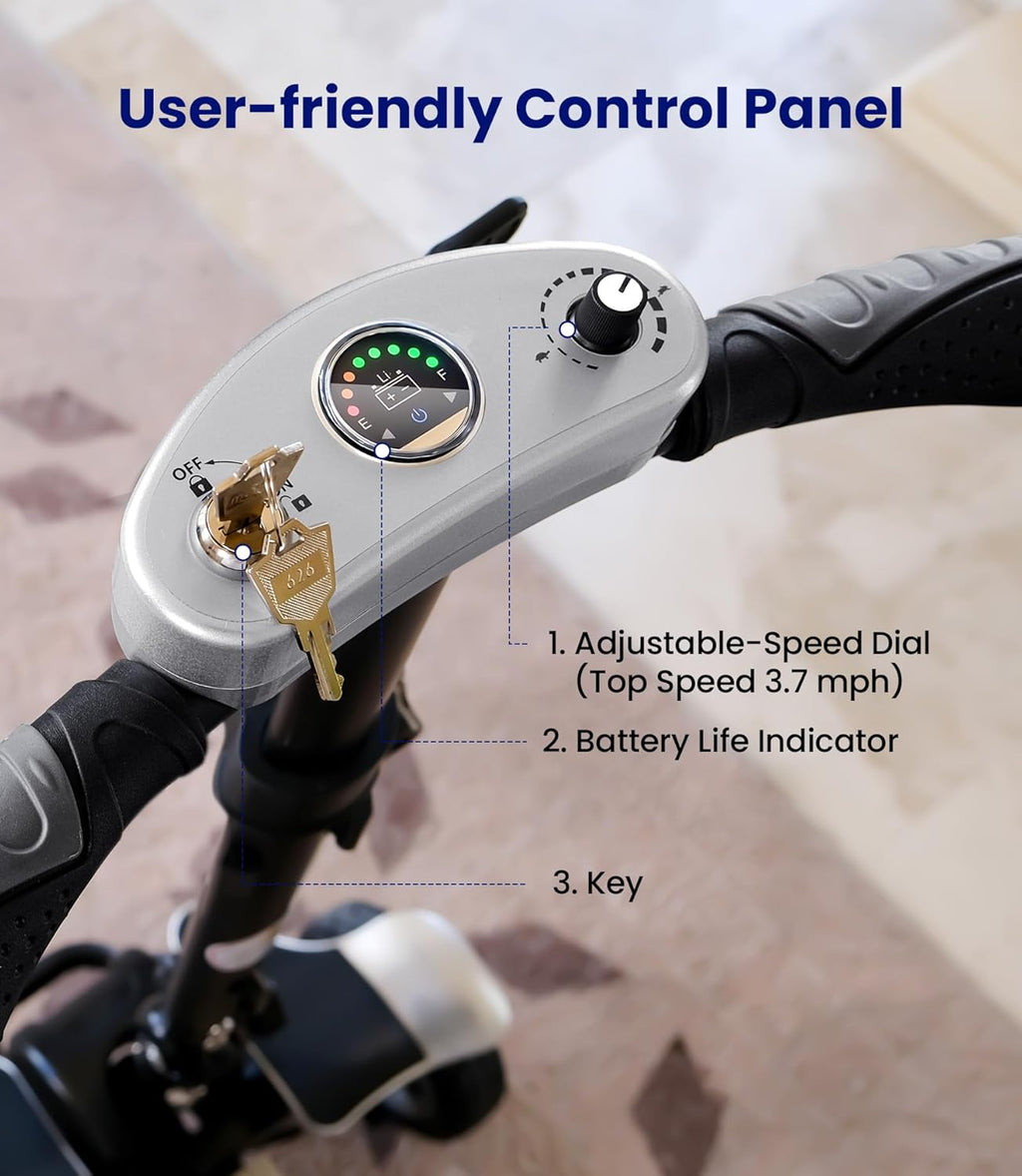 Mobility Scooter Carbon Fiber Lightweight 4 Wheel Electric Scooter with Seat V62810