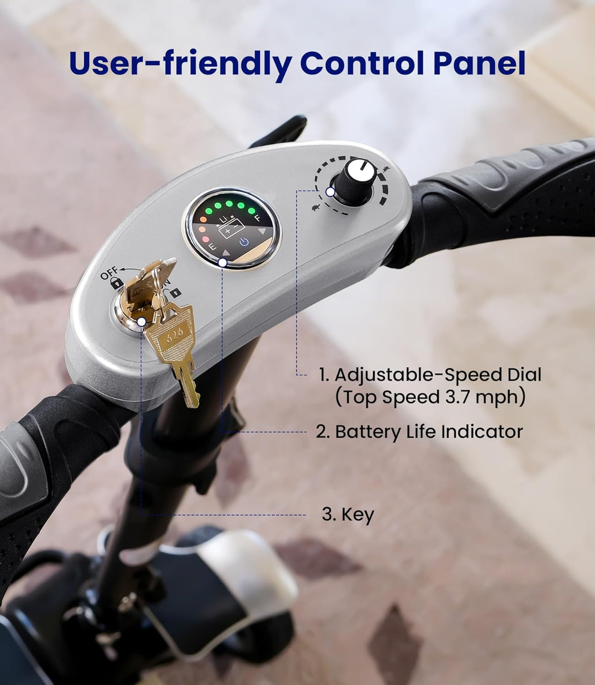 Mobility Scooter Carbon Fiber Lightweight 4 Wheel Electric Scooter with Seat V62810