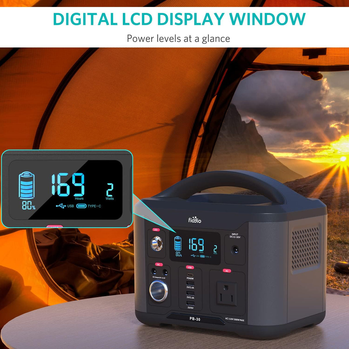 300Wh Portable Power Station with AC Outlet H6268