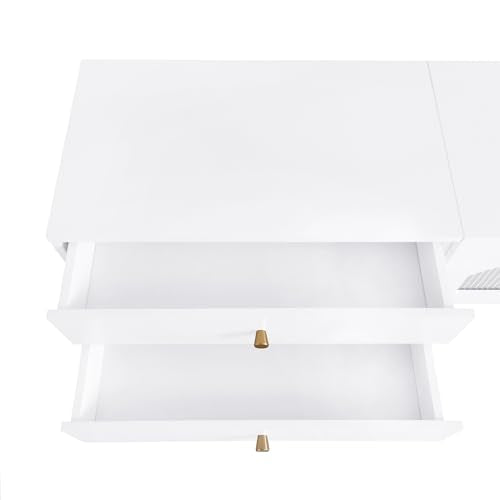Black TV Stand with Open Storage Shelf and Drawers O7455