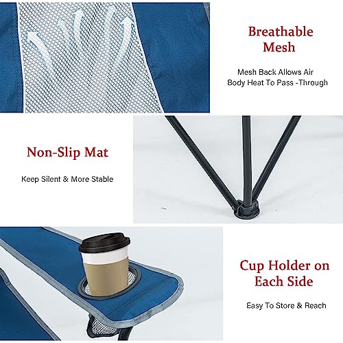 Oversized Mesh Back Folding Camping Chair with 2 Cup Holders W7504