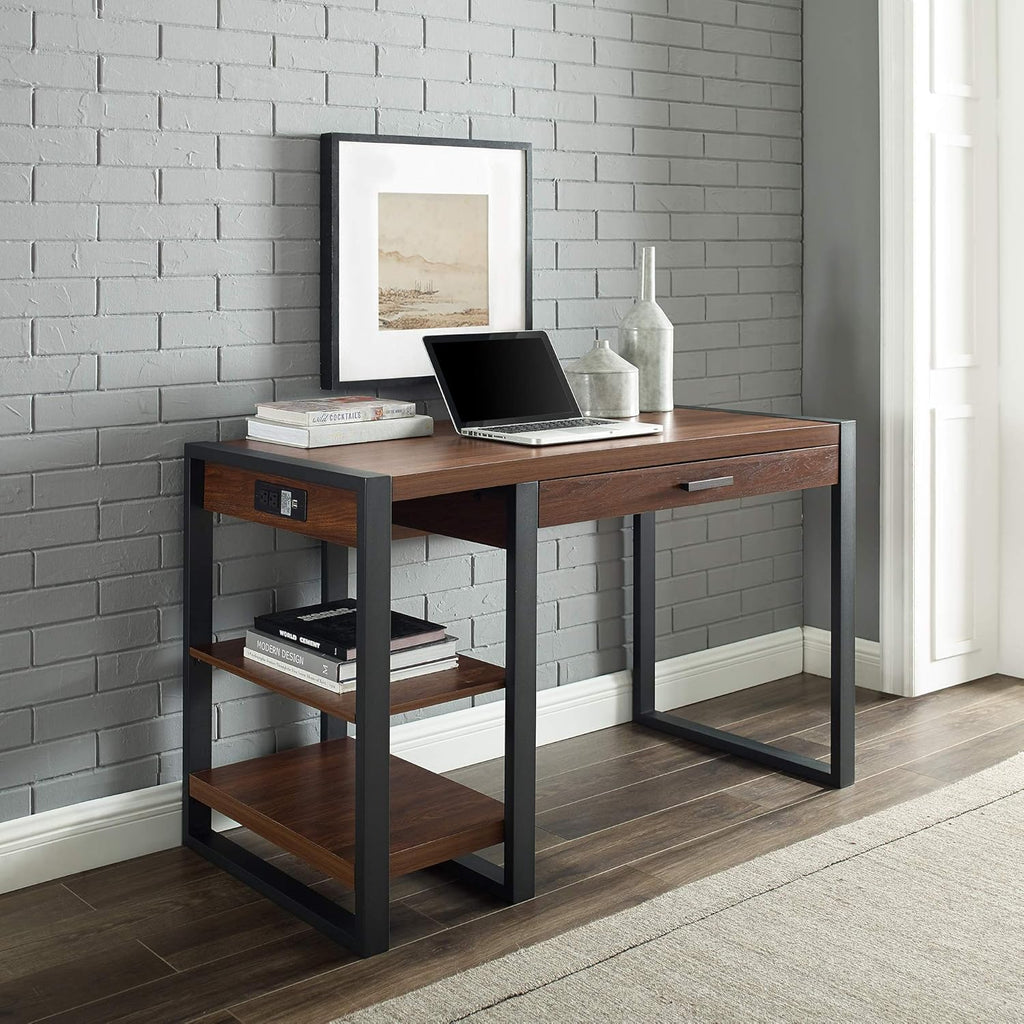 48 Inch Grey Wash Computer Gaming Desk with Storage K396