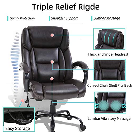 PU Leather Ergonomic High Back Office Chair with Massage Lumbar Support I503350
