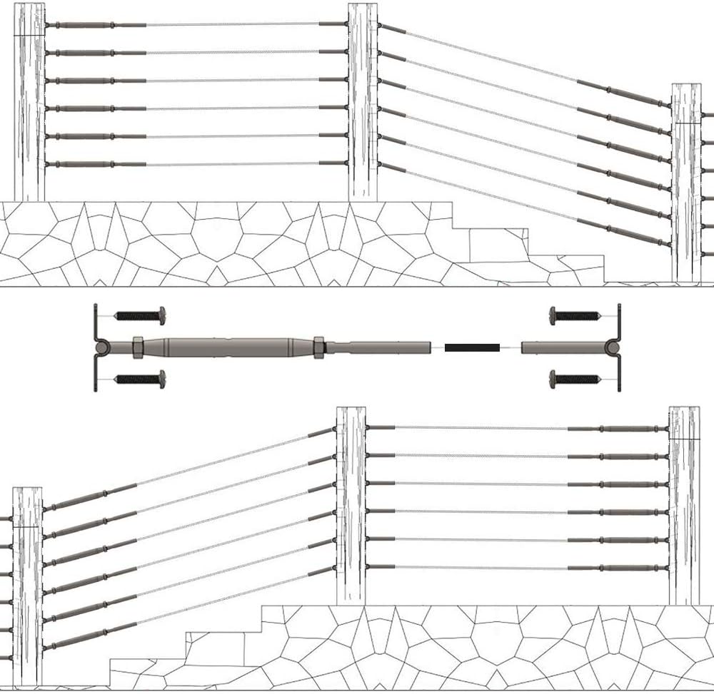 12 Pairs T316 Stainless Steel Adjustable Angle Cable Railing Hardware Kit R17937