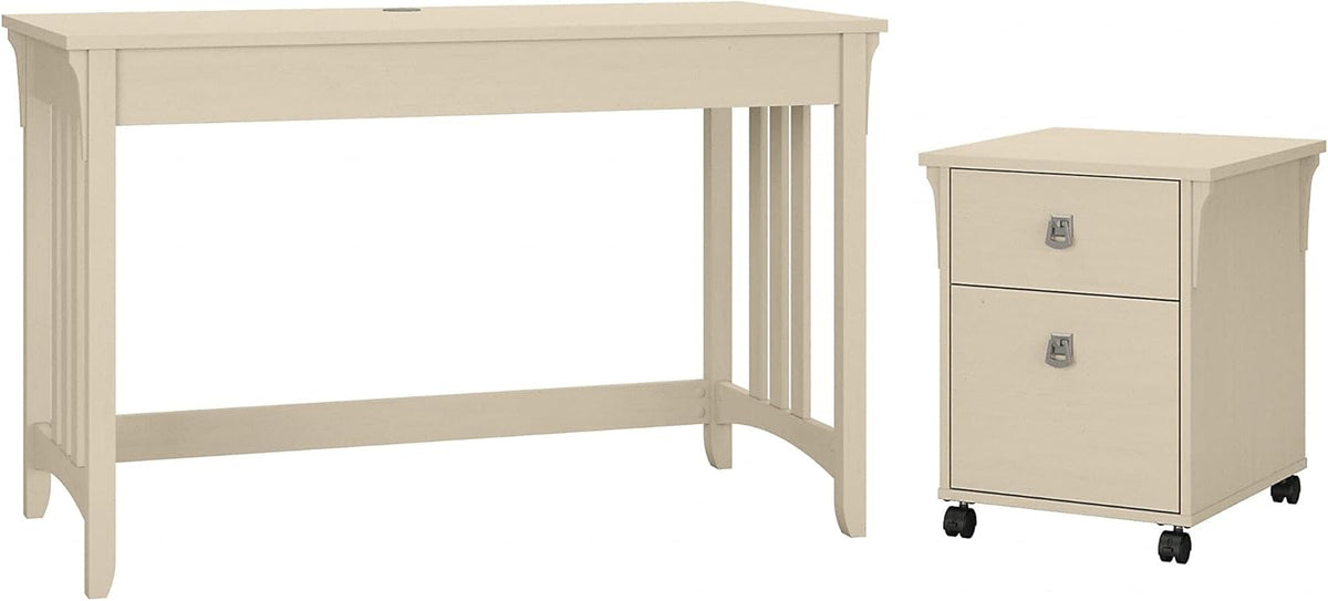Antique White Writing Desk with 2 Drawer File Cabinet Z450744