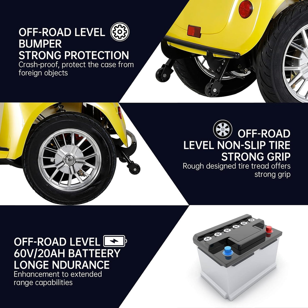 Yellow 4 Wheel Mobility Scooter 500lbs Capacity F355189