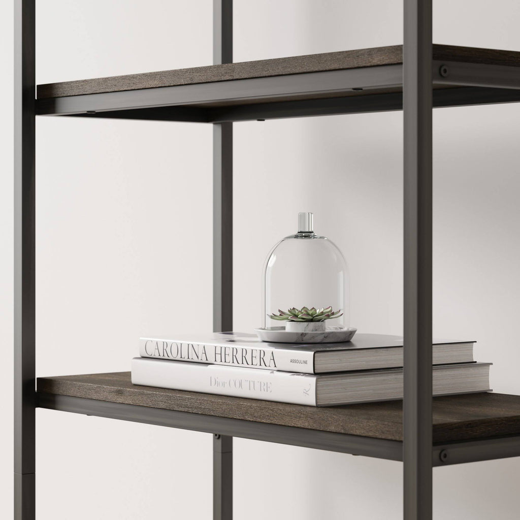 5-Shelf Wood Bookcase with Metal Frame Z73000