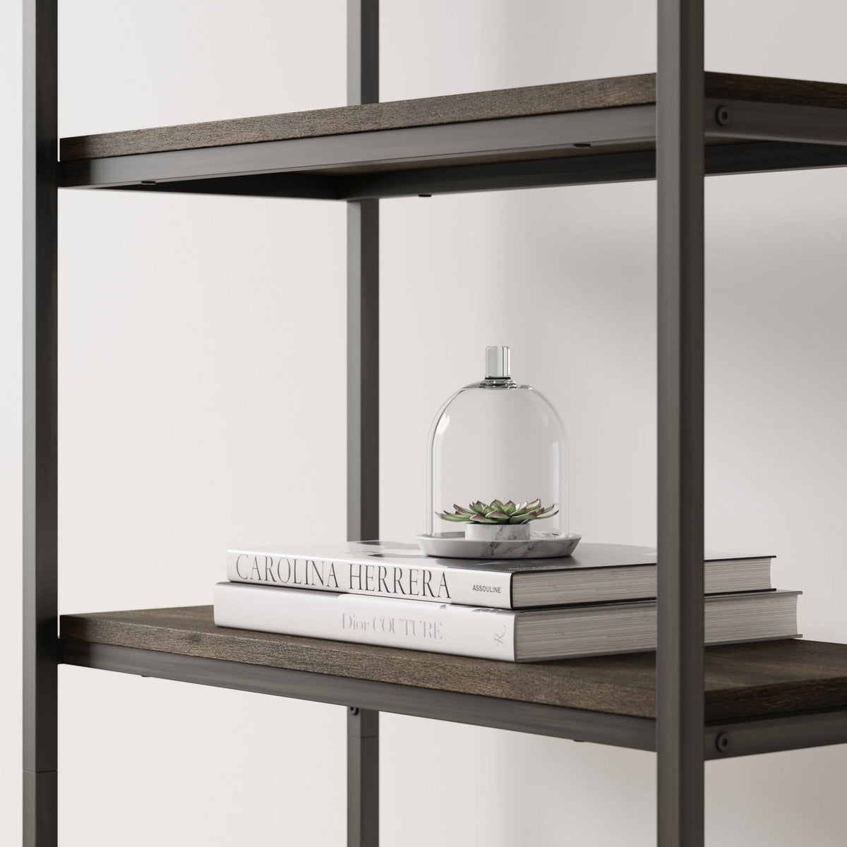 5-Shelf Wood Bookcase with Metal Frame Z73000