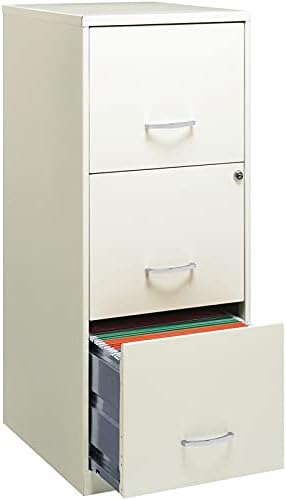 3 Drawer Vertical Metal File Cabinet with Lock Pearl White P6108