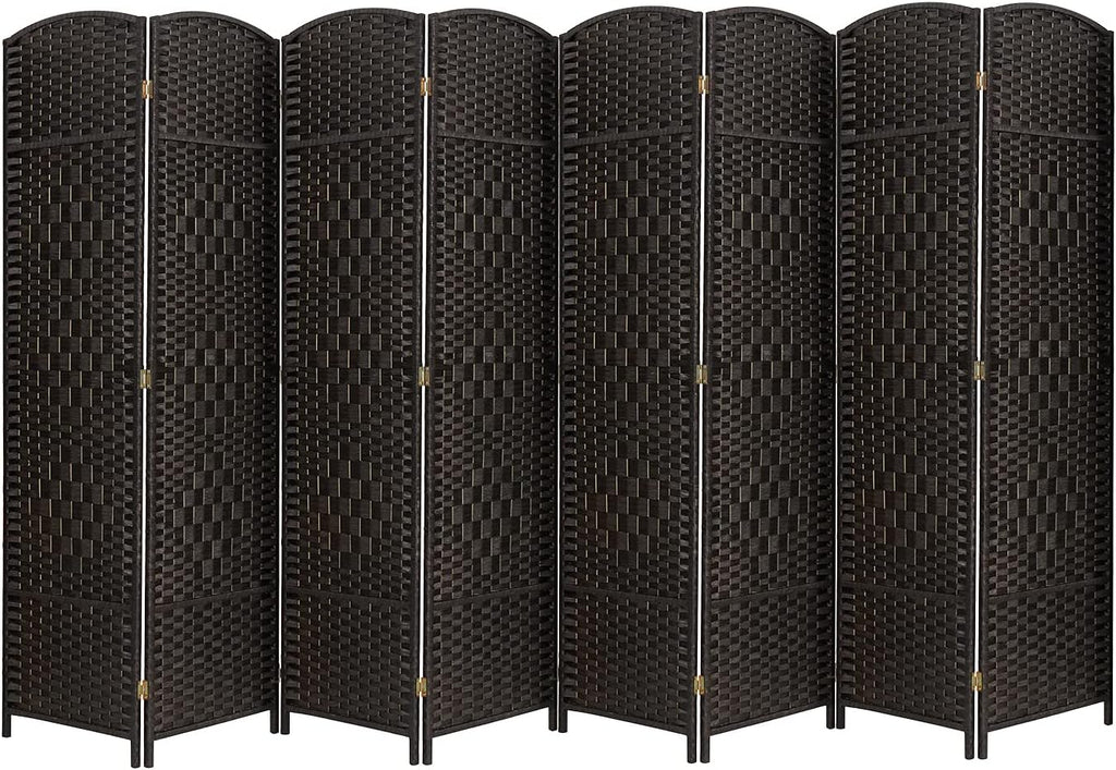 Coffee 8-Panel Tall Folding Privacy Screen D51056