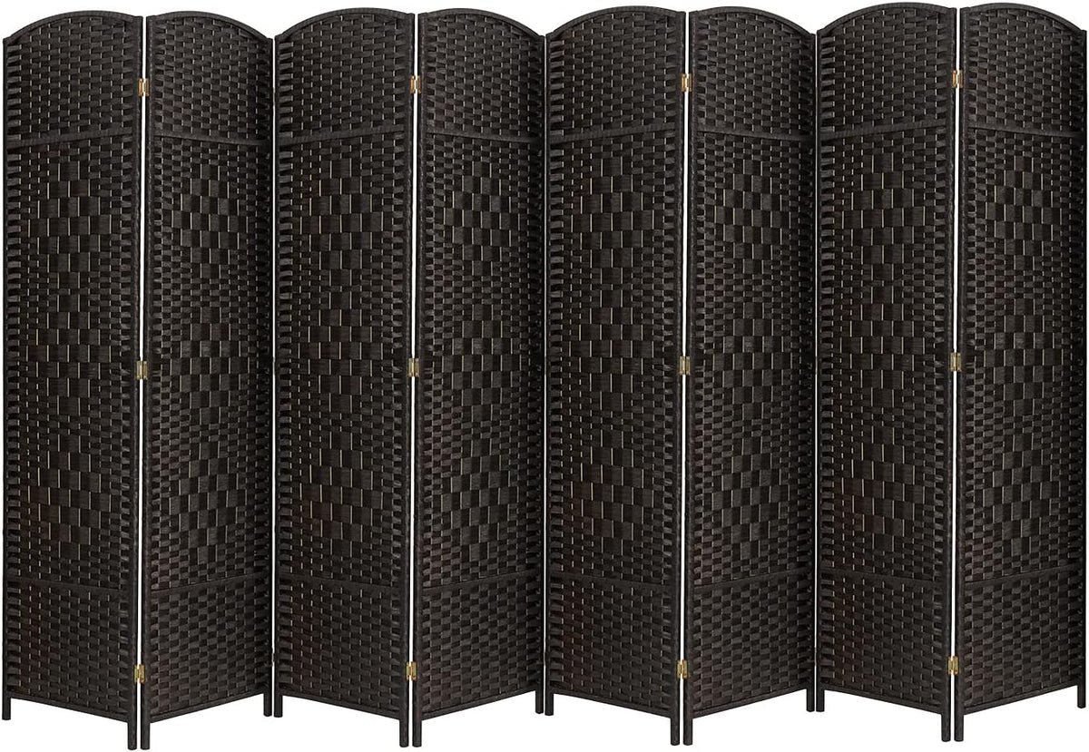 Coffee 8-Panel Tall Folding Privacy Screen D51056