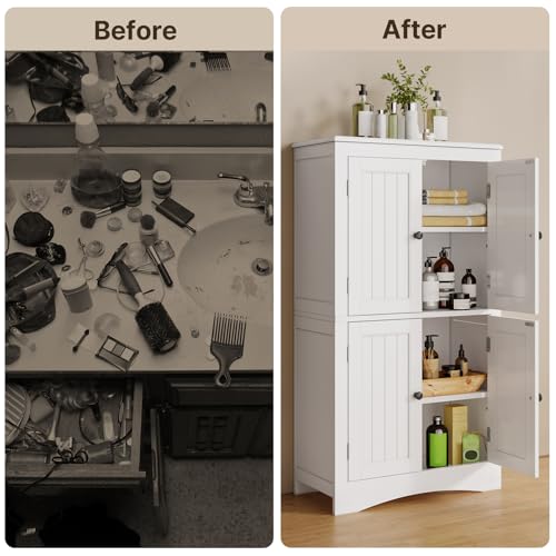 43" White Kitchen Pantry Cabinet with Adjustable Shelves F299