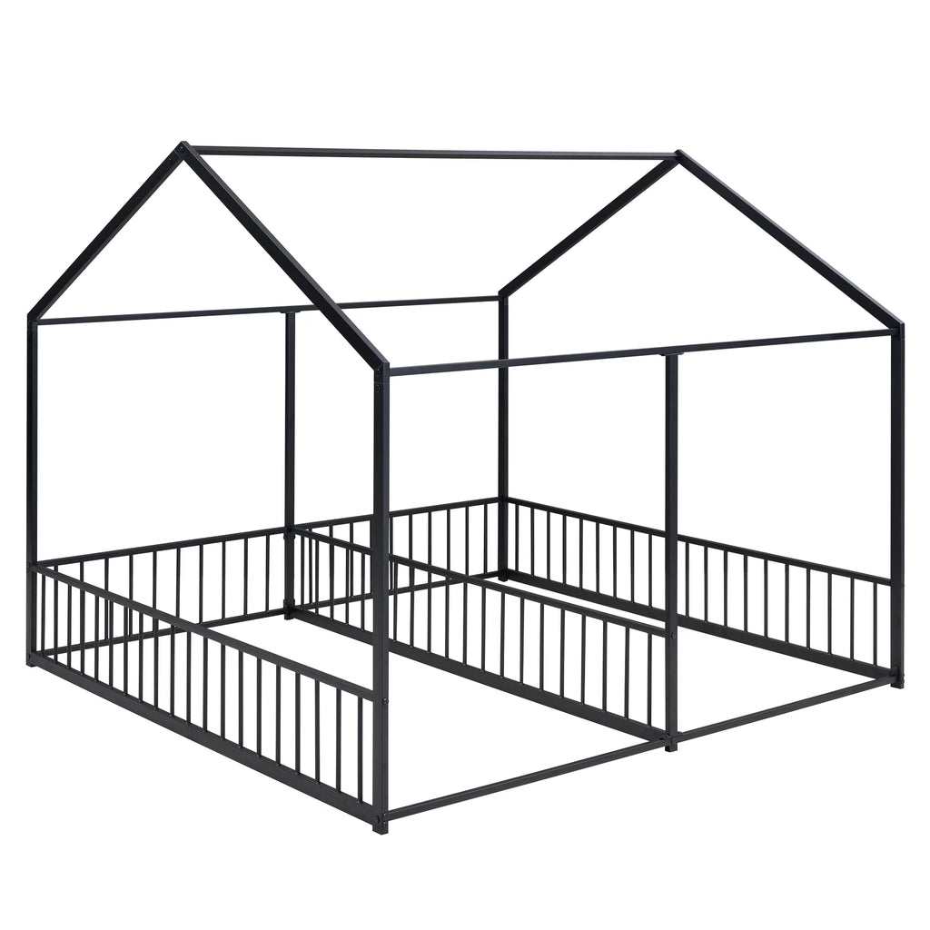 Black Twin Size Metal House Platform Beds R474239