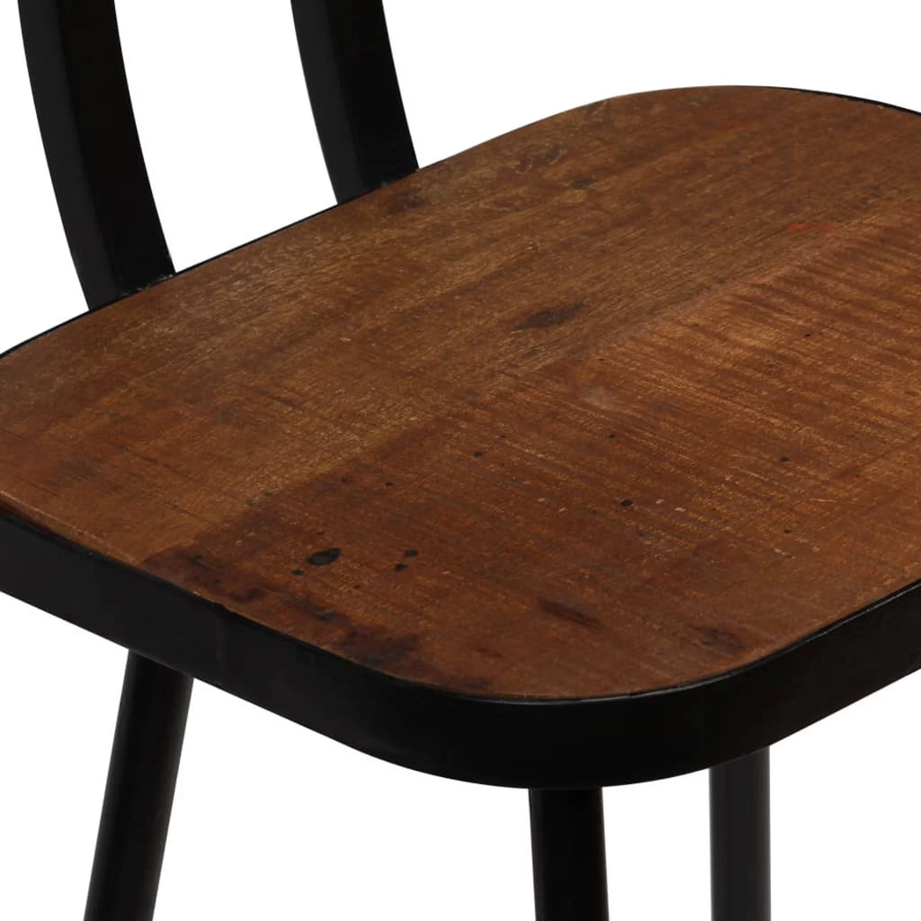 2 Piece Bar Stools Reclaimed Wood Seat with Backrest Steel Frame L903