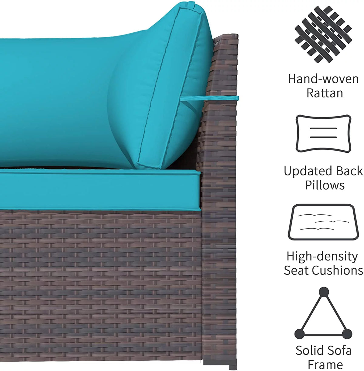 6 Pieces All-Weather PE Rattan Patio Sofa Set with Coffee Table & Cushions E66259