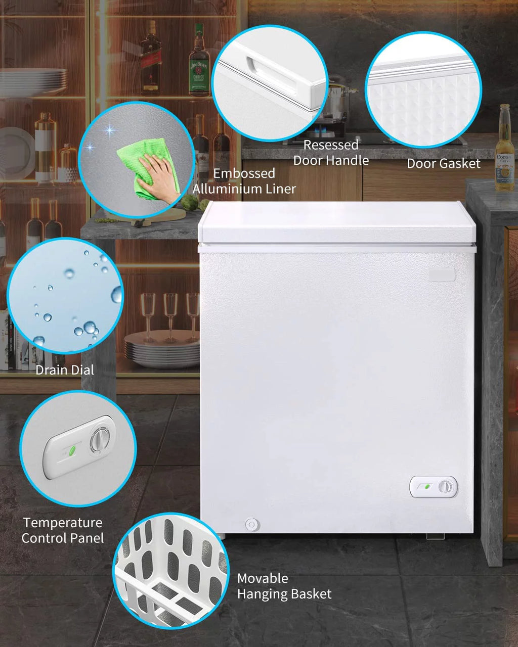 5.0 Cu ft White Chest Freezer with Storage Basket Q28987