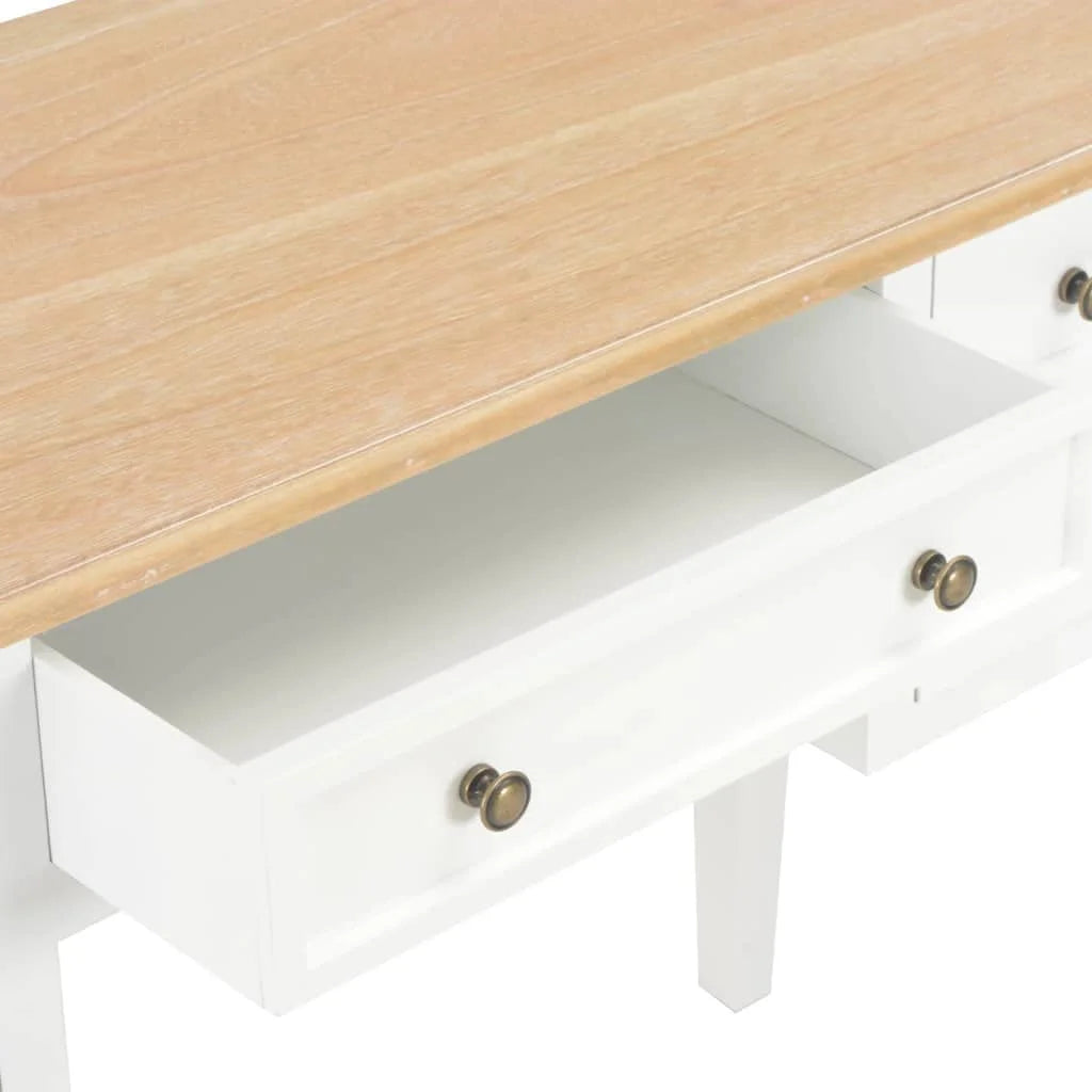 Brown and White 5 Drawer Wooden Writing Desk F46558