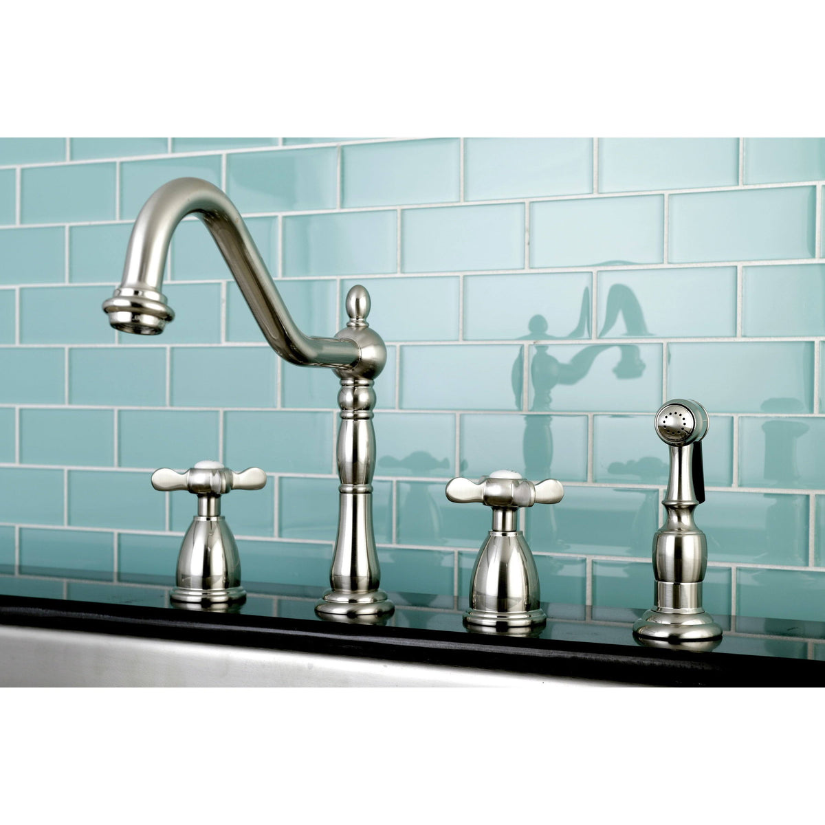 Silver Kitchen Faucet with Side Sprayer U73771