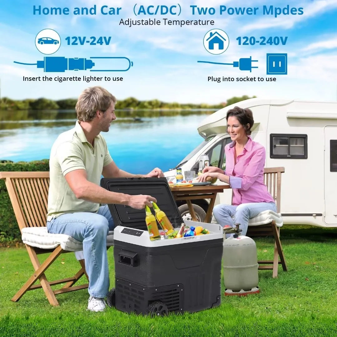 12 Volt Portable Car Refrigerator Freezer 53 Quarts Black D865173