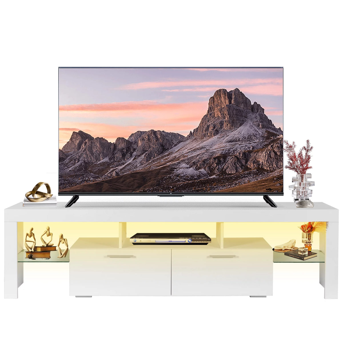 Black TV Stand for 70 Inch TV with LED Light T74339