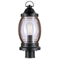 1 Light Outdoor Post Mount Textured Black Clear Glass B349064