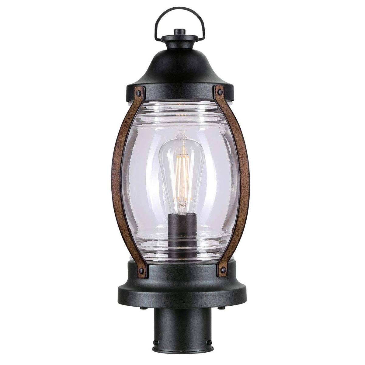1 Light Outdoor Post Mount Textured Black Clear Glass B349064