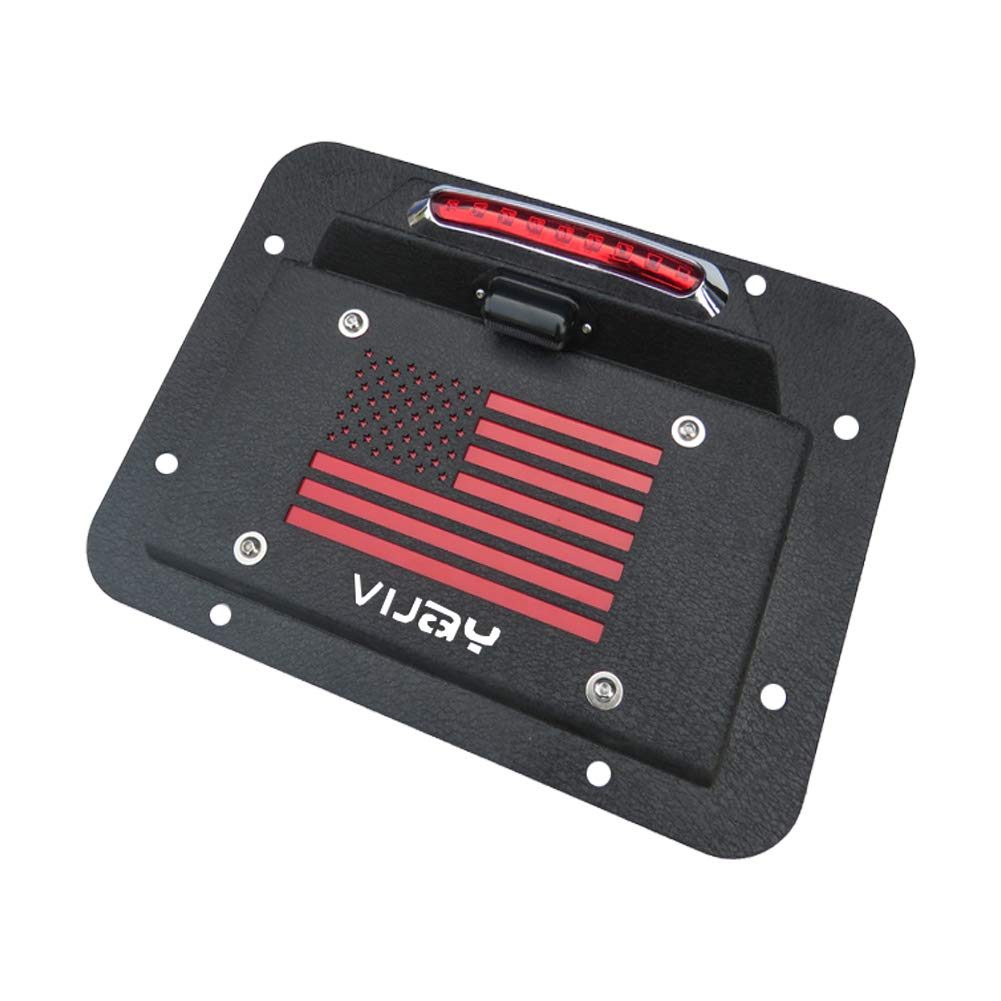Spare Tire Delete License Plate Relocation Kit with Plate Light and Third Brake Light for Wrangler JK JKU Q834