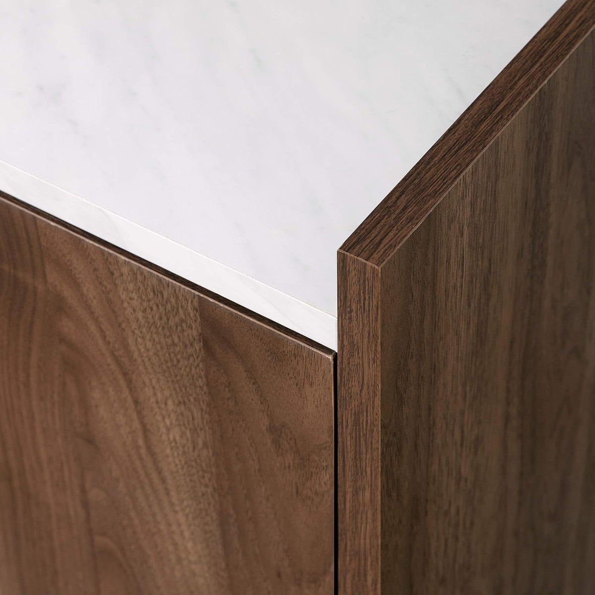 Natural Walnut and Faux Carrara Marble Buffet N155