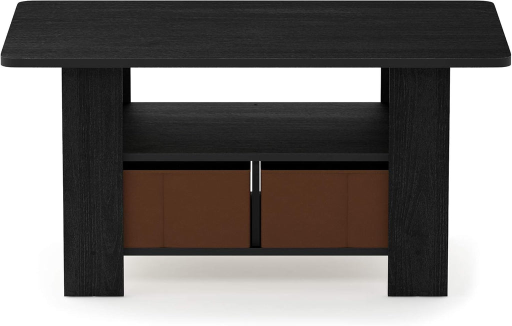Espresso & Medium Brown End Table and Coffee Table with Bin Drawer C689