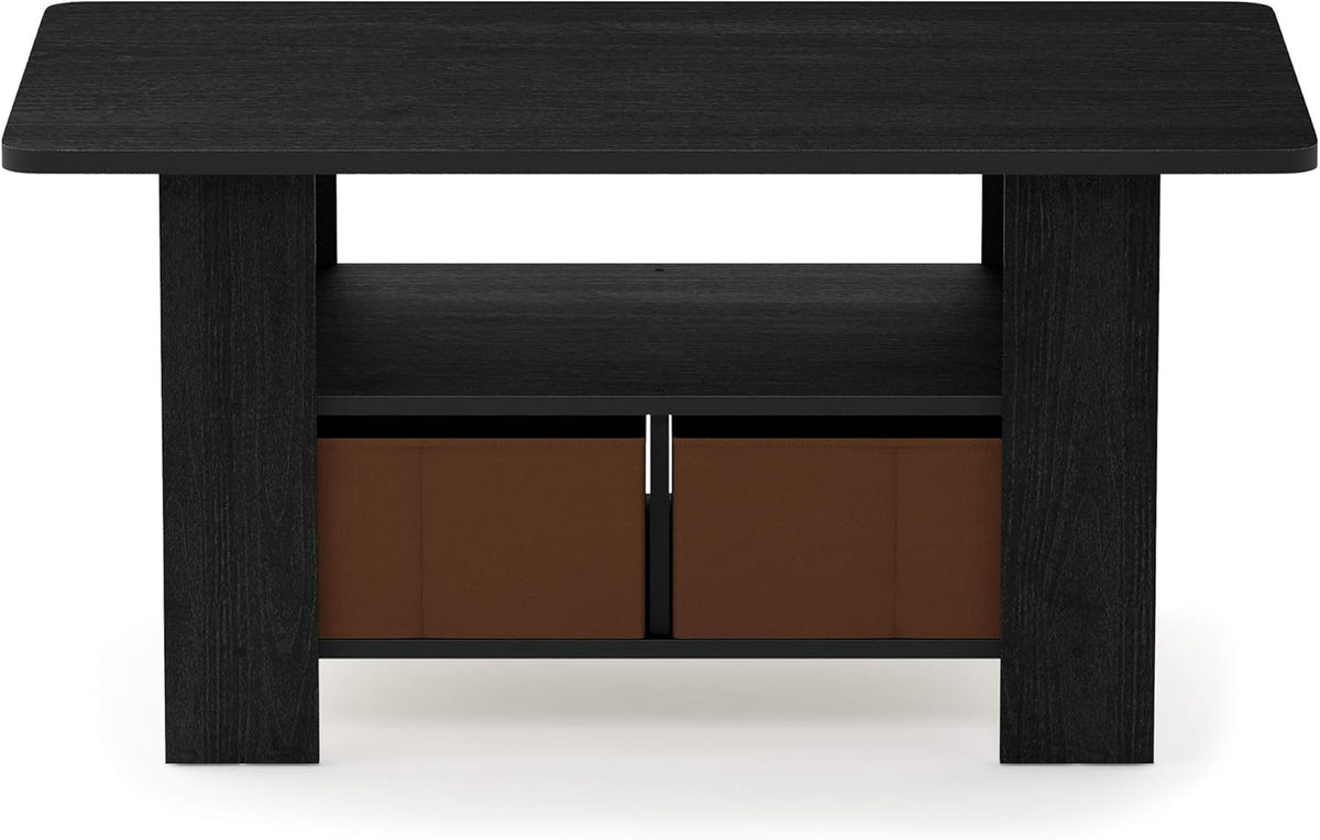 Espresso & Medium Brown End Table and Coffee Table with Bin Drawer C689