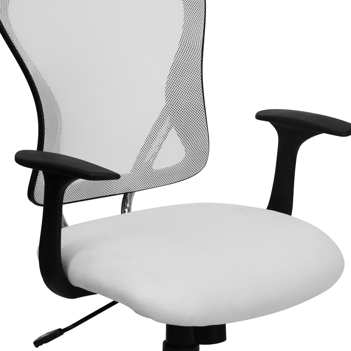 White Mesh Swivel Task Office Chair with Chrome Base and Arms B364