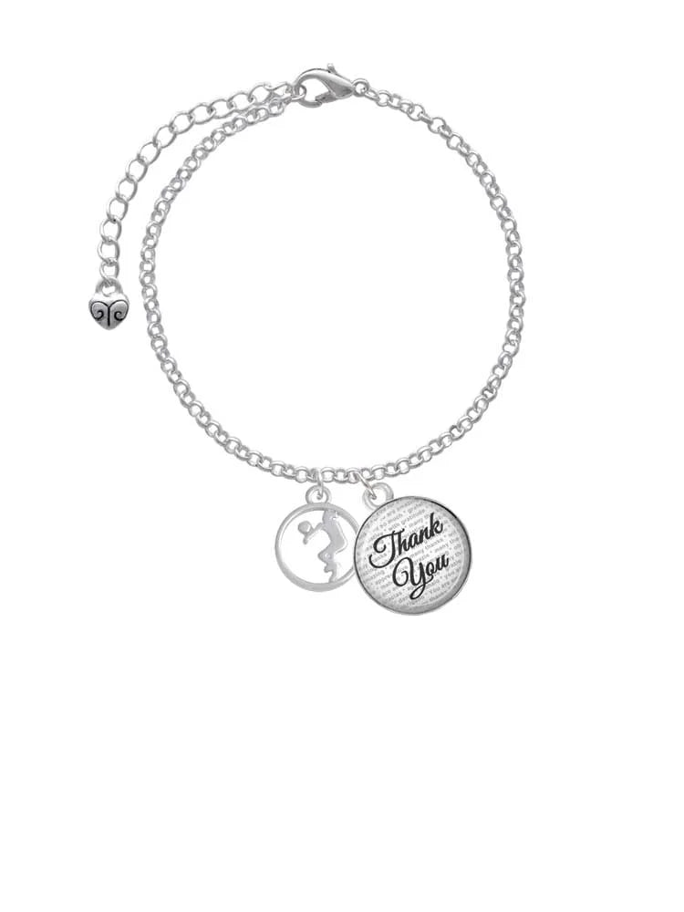 Volleyball Player Silhouette Charm Bracelet, 6"+2" G84308
