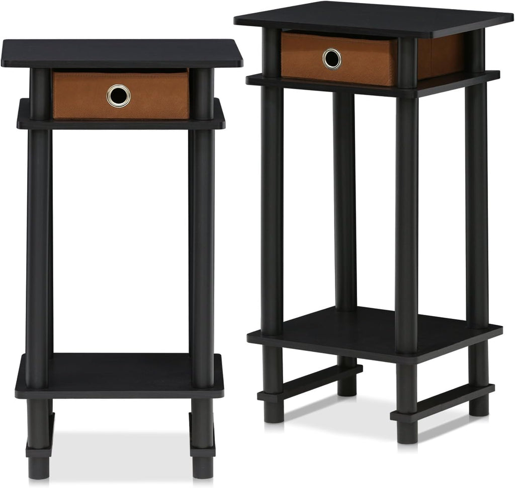 Espresso & Medium Brown End Table and Coffee Table with Bin Drawer C689
