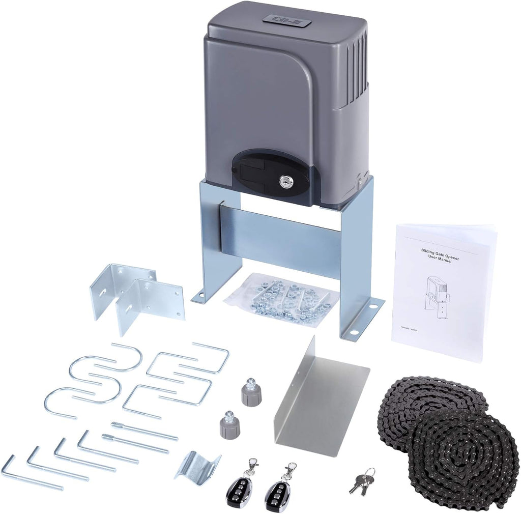Automatic Sliding Gate Opener with 2 Remote Controls, Electric Motor, Complete Hardware Kit for Sliding Gate Up to 40 Feet T447889