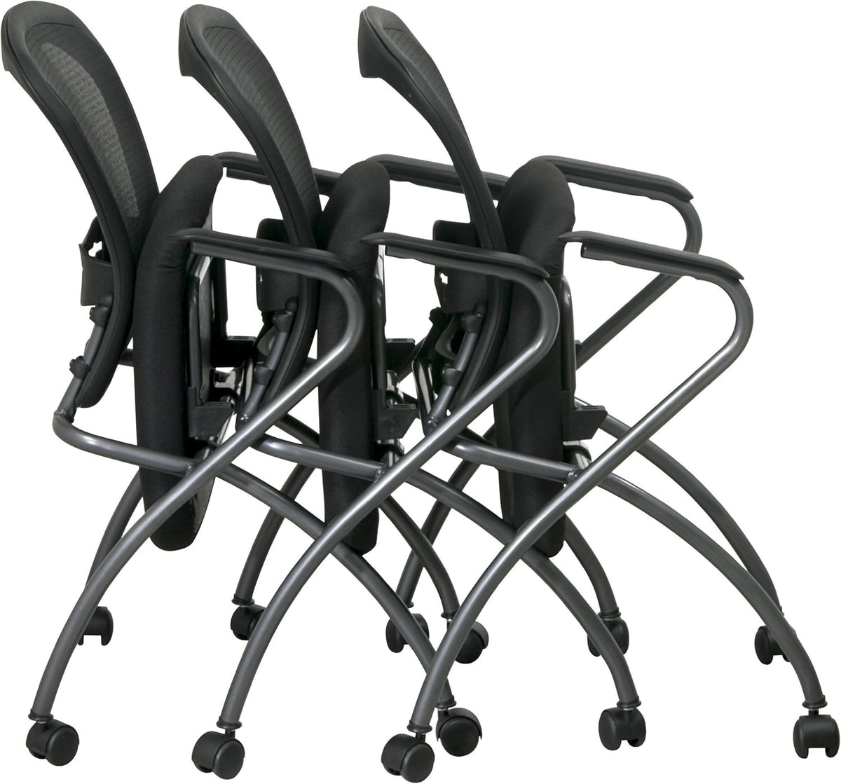 Titanium Finish Folding Chair with Casters, 2-Pack S639528