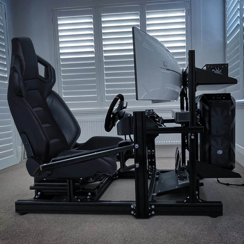 Black Ergonomic Racing Seat with Adjustable Slide I41967