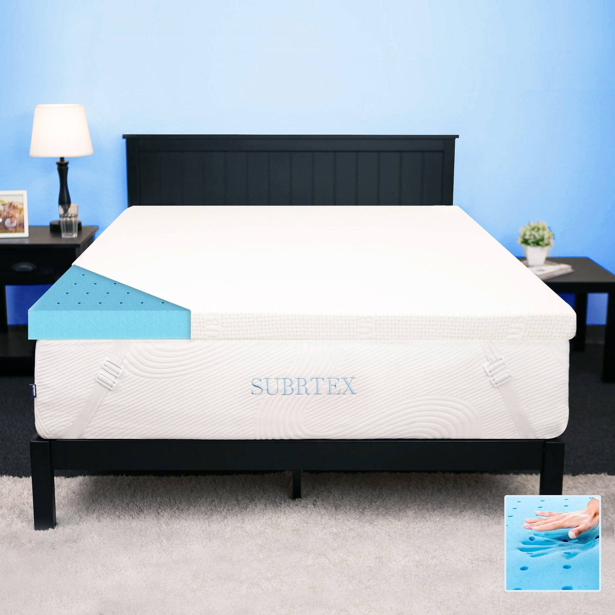 Queen Gel-Infused Memory Foam Mattress Topper with Cover X304907