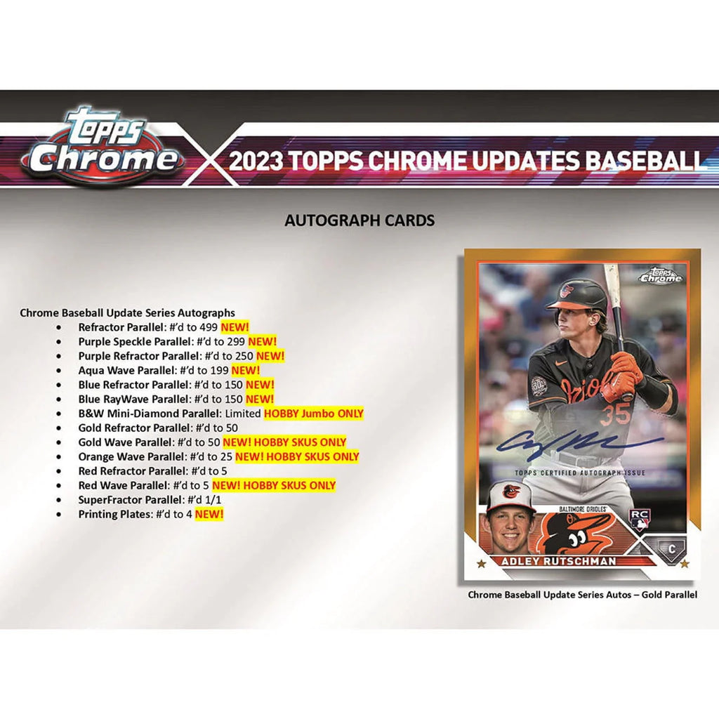 2023 Chrome Update Series Baseball Trading Card Hobby Jumbo Box B32814