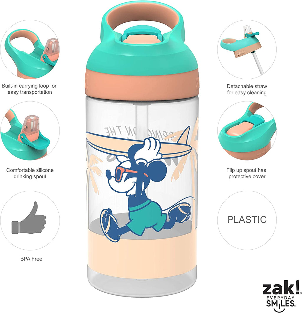 16oz 2 Pieces BPA-Free Plastic Kids Water Bottle with Straw E1292