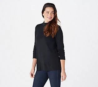 Black Mock-Neck Top Y132822