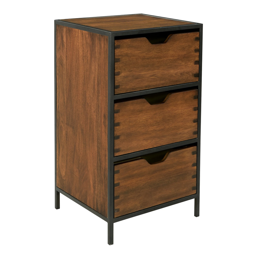 Walnut Storage Cabinet with 3 Drawers X678