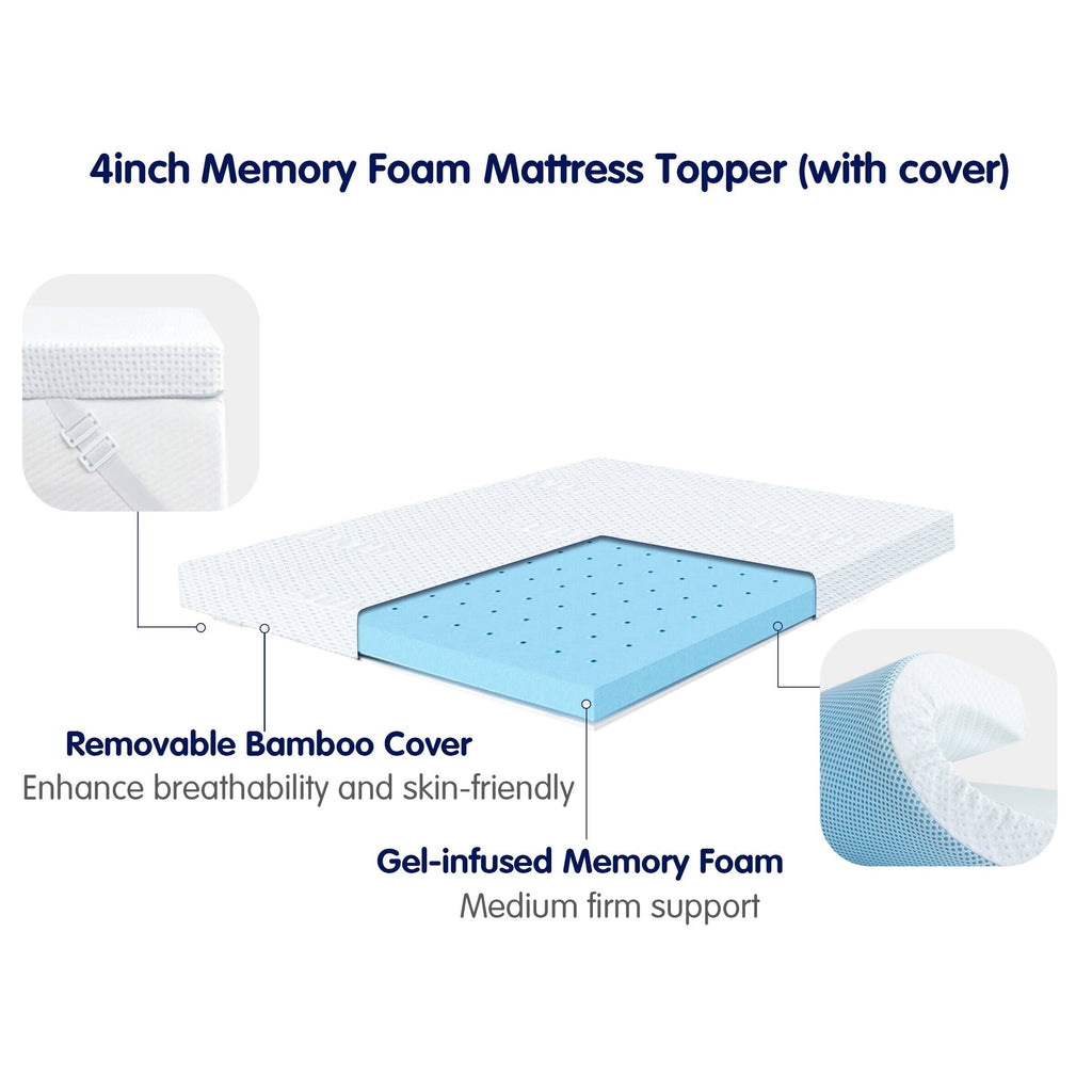 Queen Gel-Infused Memory Foam Mattress Topper with Cover X304907