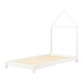 White Wood Bed with House Frame Headboard H122508