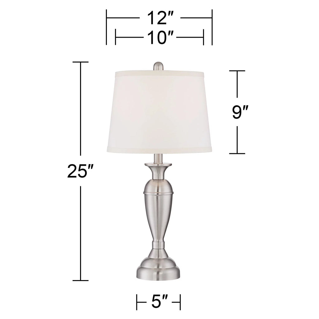 Set of 2 Brushed Nickel Table Lamps I107256